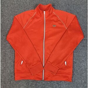 Vtg Lacoste Live Track Golf Tennis Jacket Mens Size M Red Full Zip White Trim